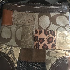 Authentic coach patch work shoulder bag